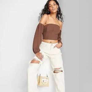 wild fable | Balloon Long Sleeve Off the Shoulder Corset Top